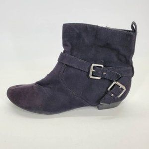 Express Womens Ankle Boots Booties Black‎ Cuban Heels Side Zipper Buckle Strap 7